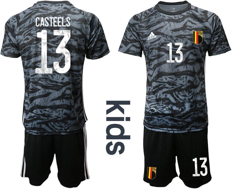 Youth 2021 European Cup Belgium black goalkeeper #13 Soccer Jersey2